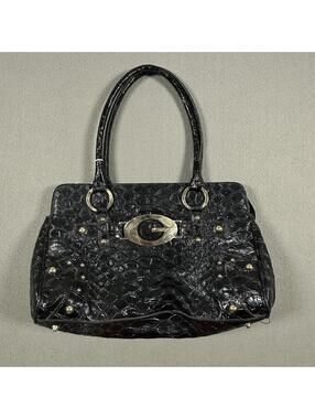 GUESS Shoulder Bag Black Faux Alligator Y2K